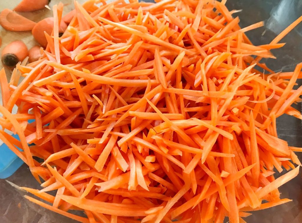 Carrots mixed with salt