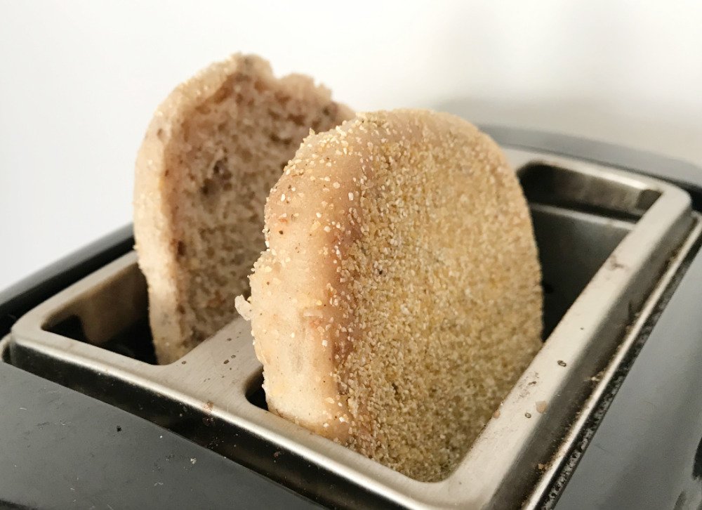 Toast muffin in toaster