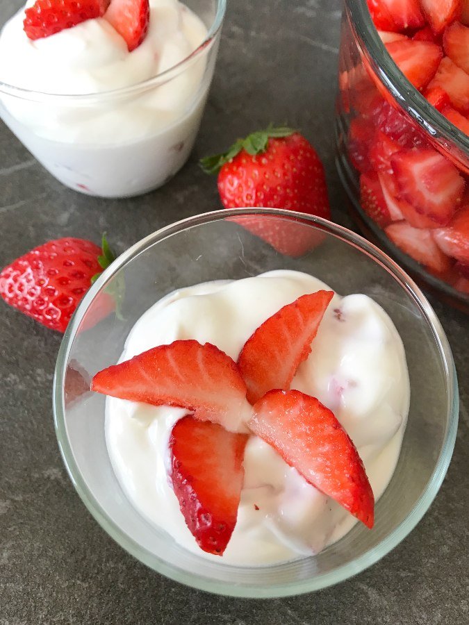 German Quark dessert with strawberries