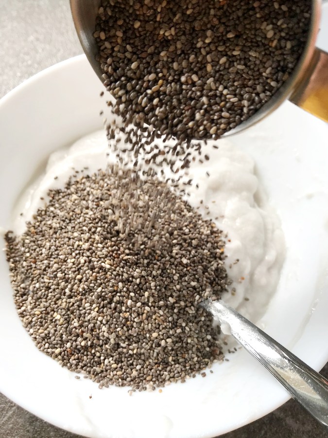 Chia added to coconut milk