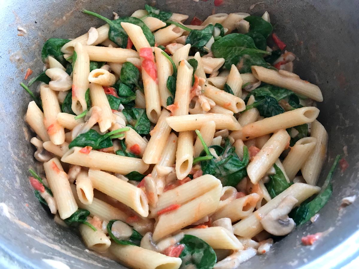 Penne Pasta with a Creamy Sauce in a Kazan