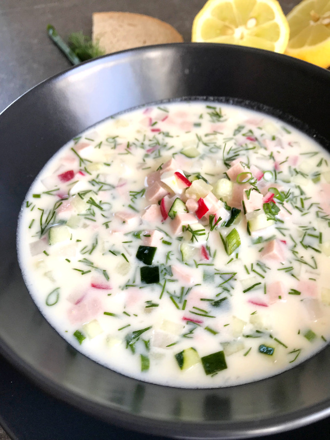 Akroshka Cold Soup in bowl