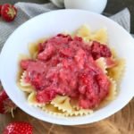 Farfalle Pasta in bowl with Strawberry Sauce