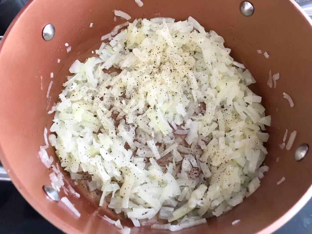 Sautéed onions sprinkled with salt and pepper