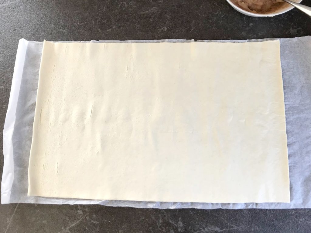 Puff pastry dough rolled out