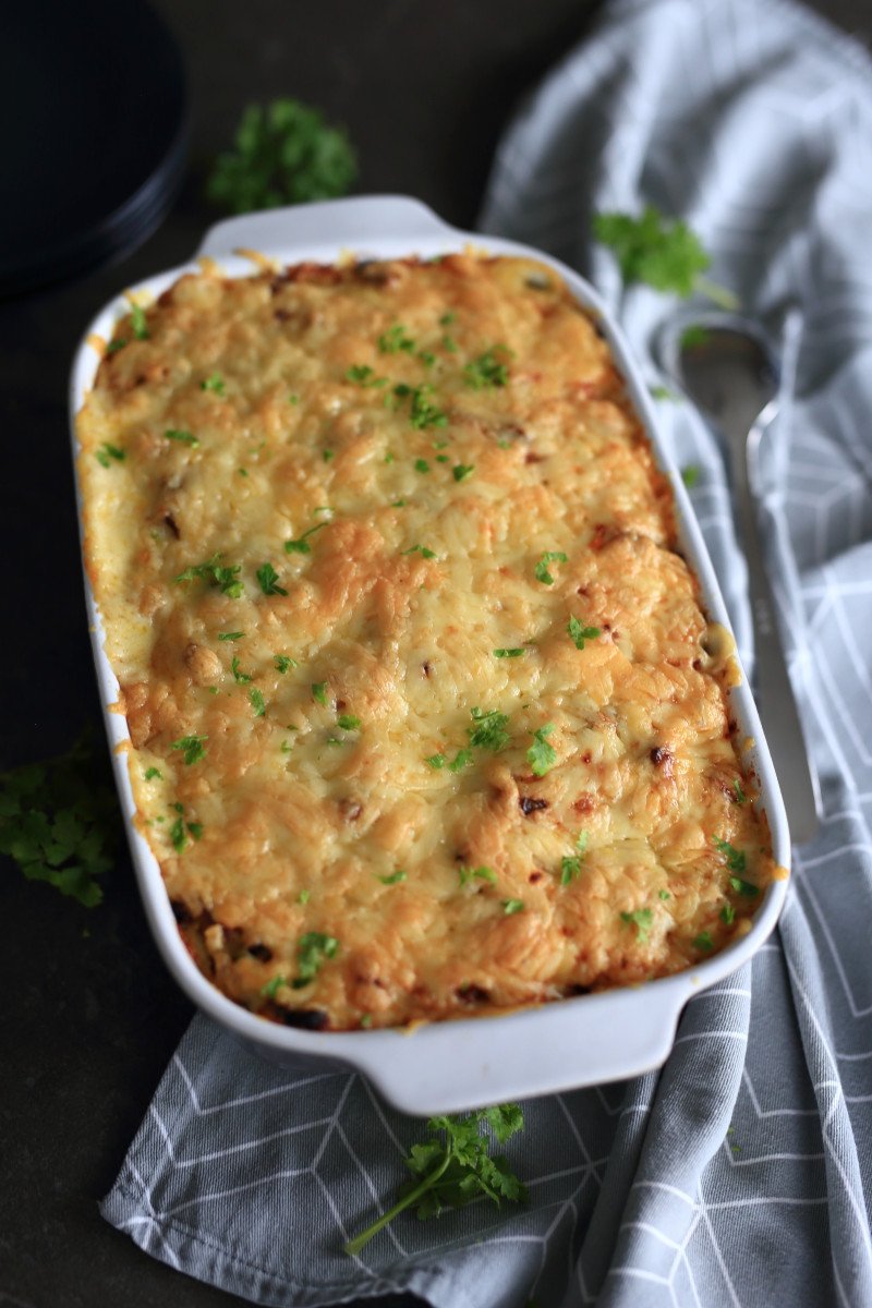 Scalloped potatoes in a baking dish
