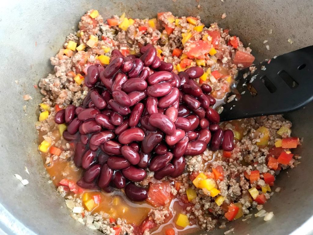 Beans added to the chili con carne.
