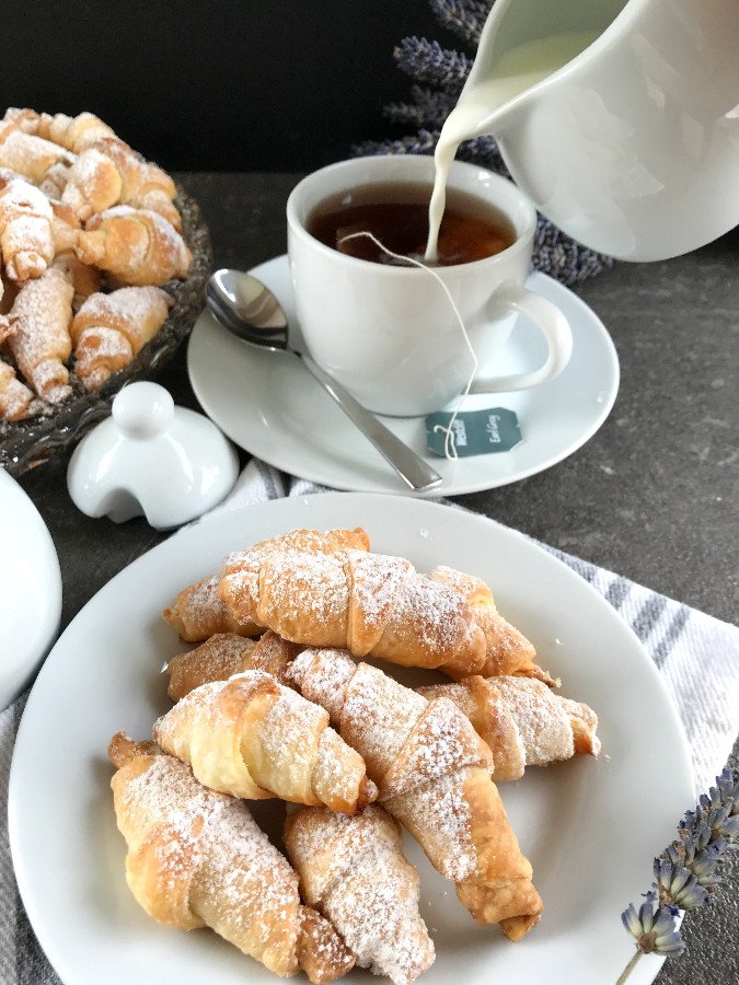 Apple Rugelach served with tea.