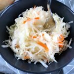 Homemade Sauerkraut served in a bowl.