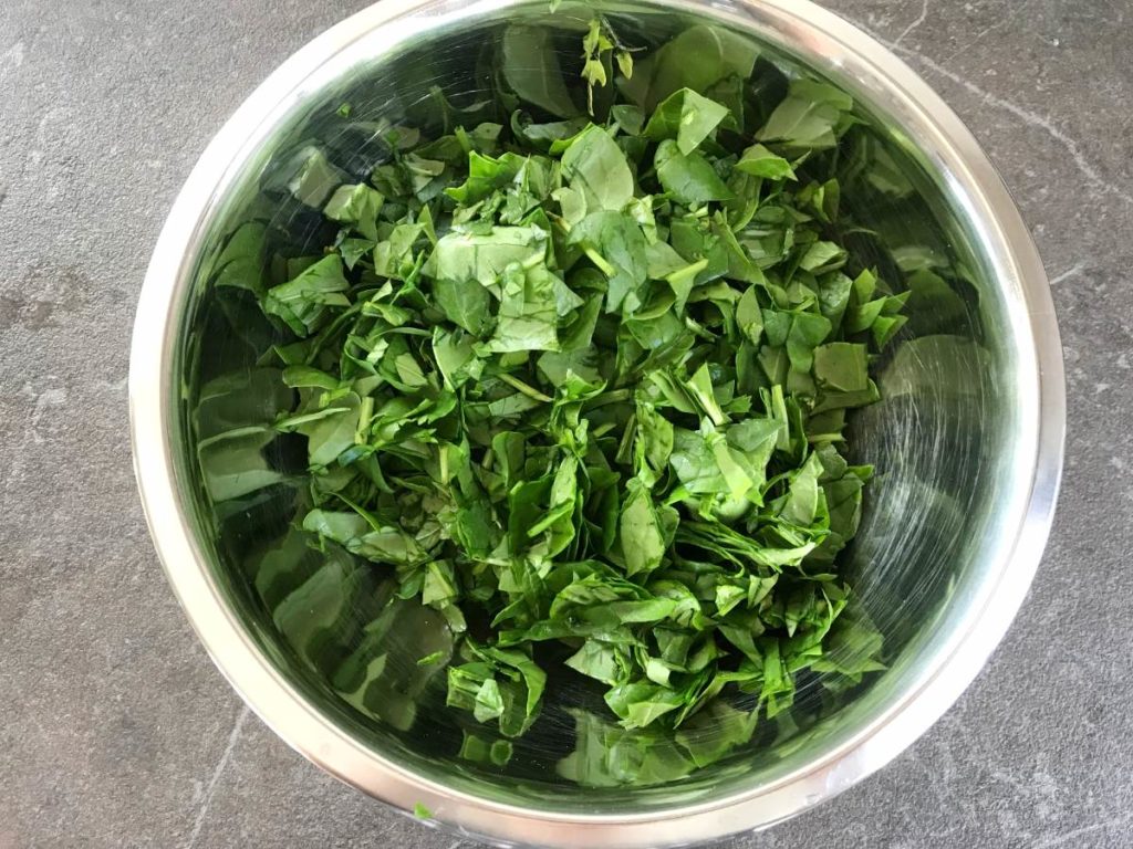 Chopped Spinach in bowl