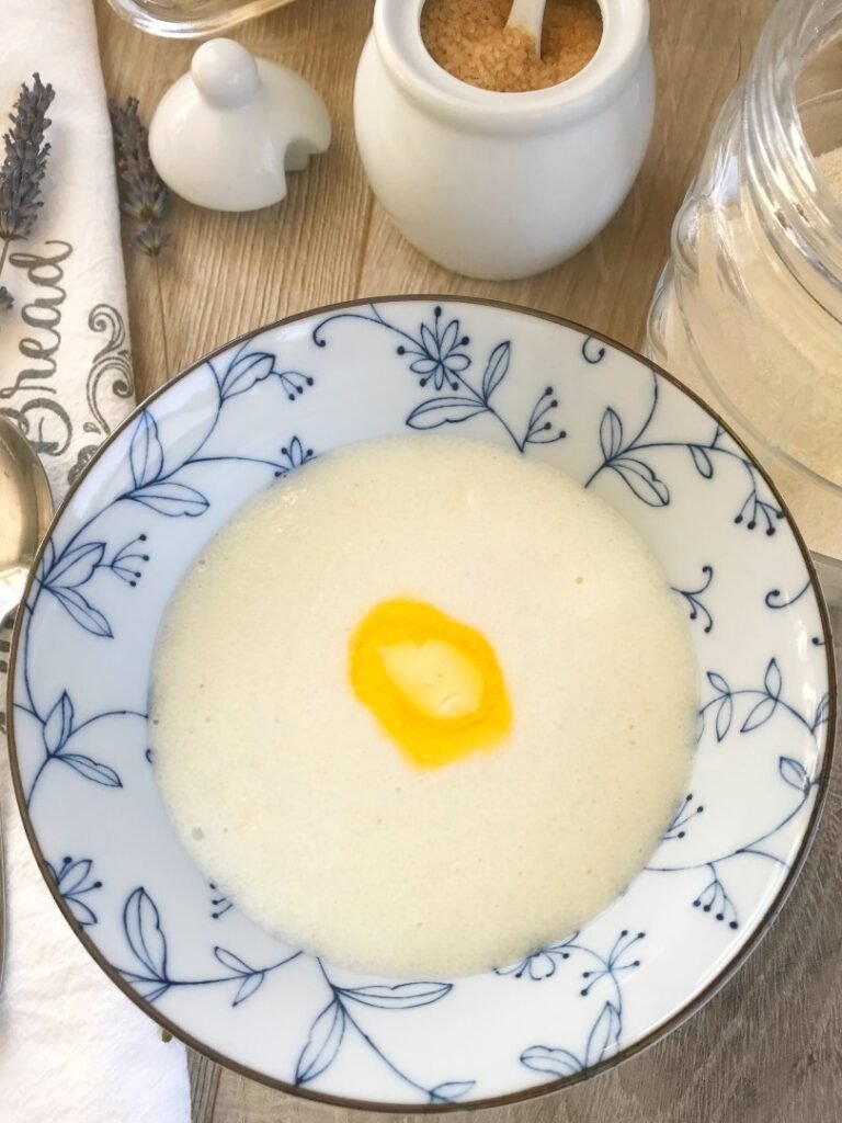 How to make cream of wheat porridge served in a bowl with melting butter.