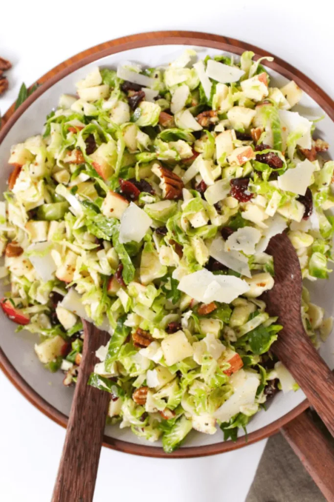 Shaved Brussel Sprouts Salad in a bowl.