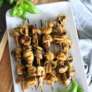 Grilled mushrooms on a platter.