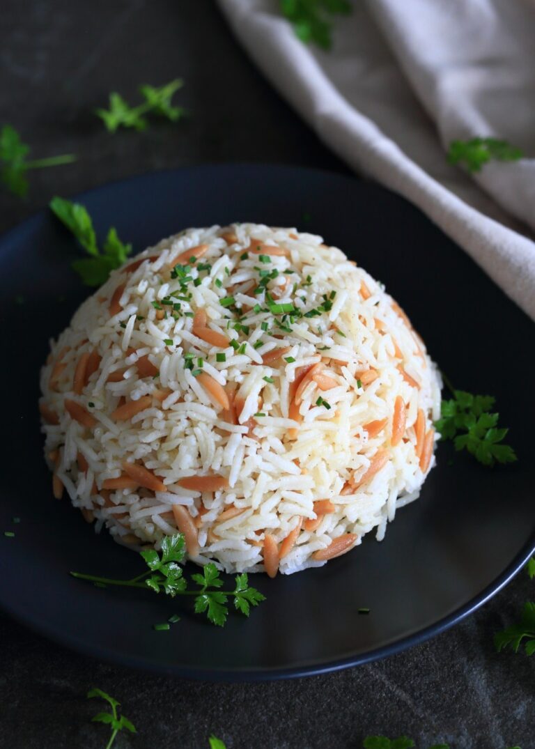 Orzo Rice Turkish Rice served on a plate