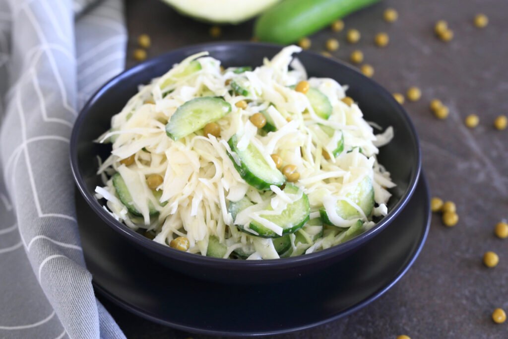 Cabbage Cucumber Salad served in a bowl