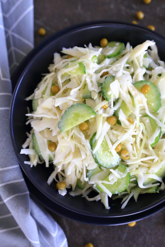 Cabbage Cucumber Salad served in a bowl