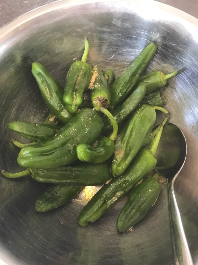Snack peppers sprinkled with herbs