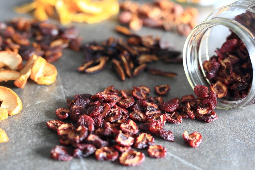 Dried fruit snacks on the counter