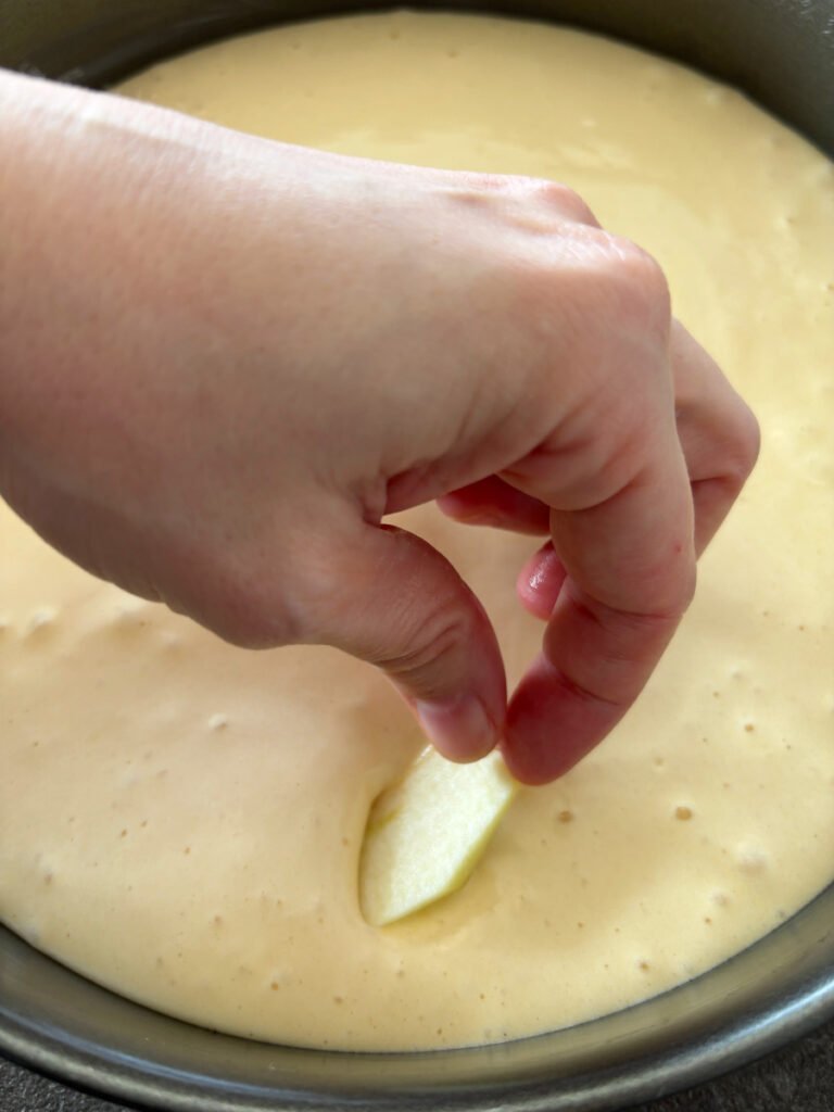 Sponge cake batter in mixing bowl